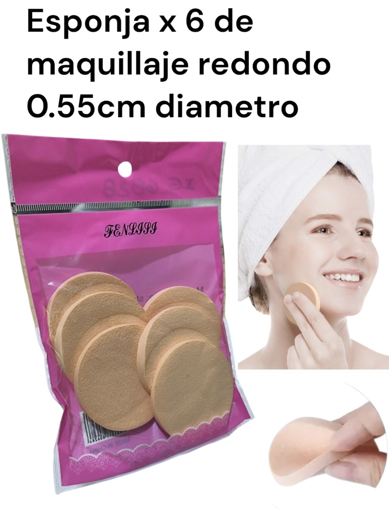 ESPONJA MAQUILLAJE X 6 EN BOLSA IG6828