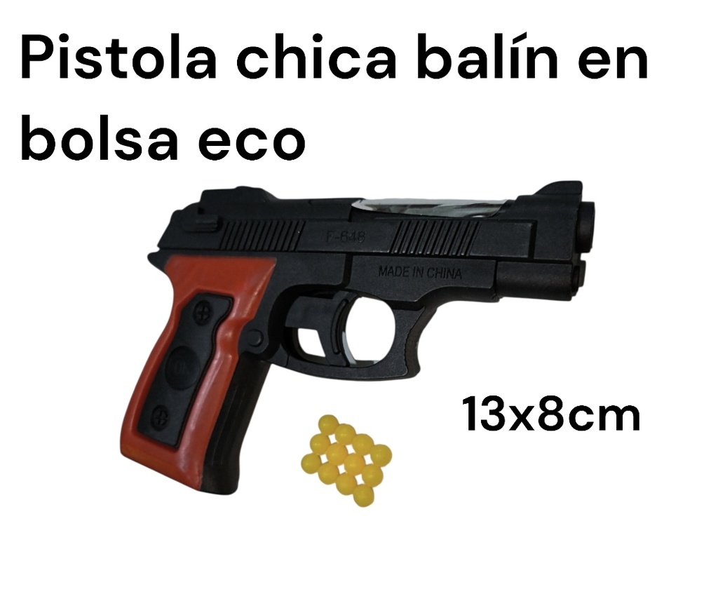 PISTOLA BALIN CHICA 13X8CM EN BOLSA ECO C/12 MUNICION