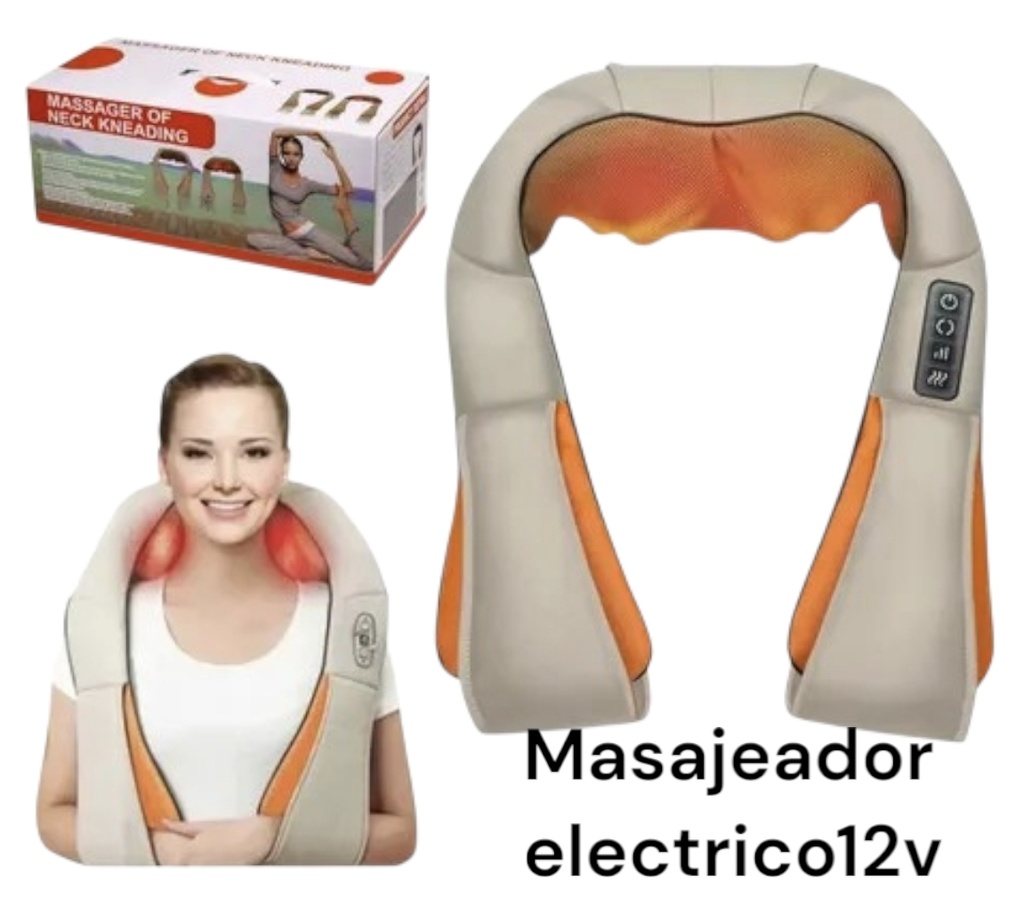 MASAJEADOR DE ESPALDA CON CALOR ELECTRICO MASSAGER NECK KNEADING