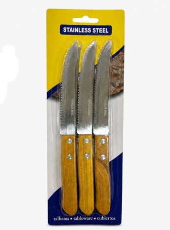 CUCHILLO X6 MANGO MADERA EN BLISTER STAINLESS 2367-1
