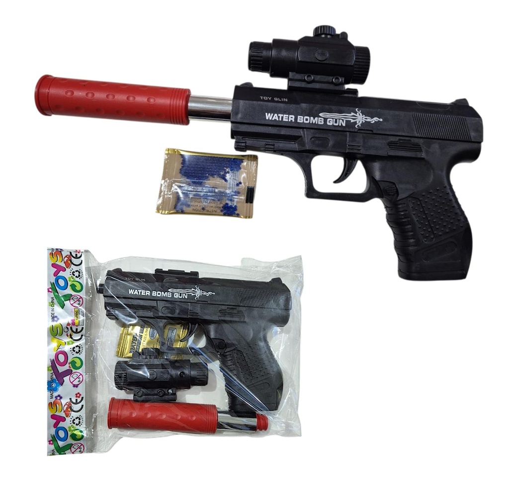 PISTOLA HIDROGEL CON MIRA Y SILENCIADOR EN BOLSA HW25010194
