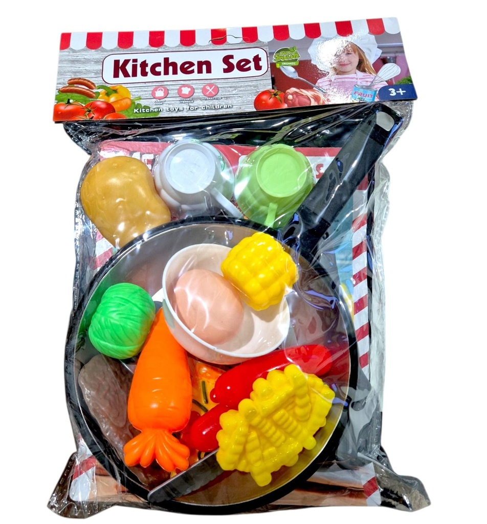 SET DE COCINA VERDURAS CON SARTEN Y UTENCILIOS EN BOLSA PVC HW 22123669