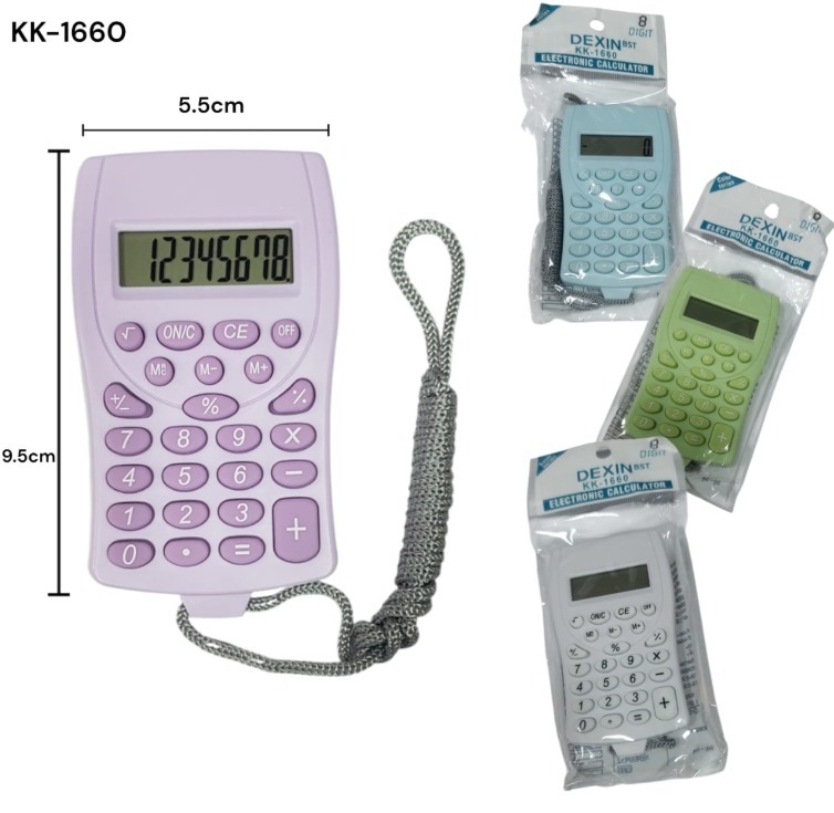 CALCULADORA MINI COLGANTE 8DIG COLORES VARIOS KK-1660