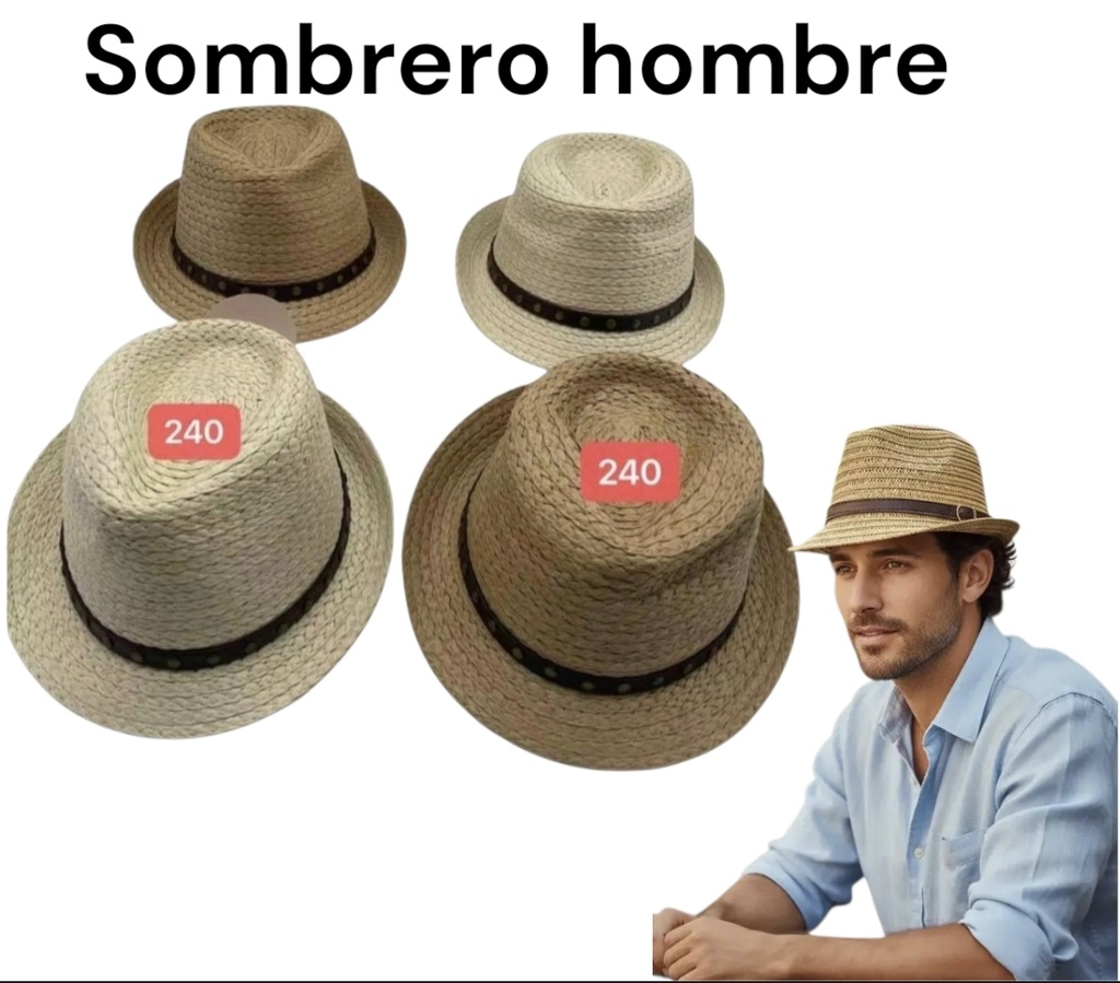 SOMBRERO TIPO TANGUERO DE PAJA CON CINTA TACHAS ZINKO 4776