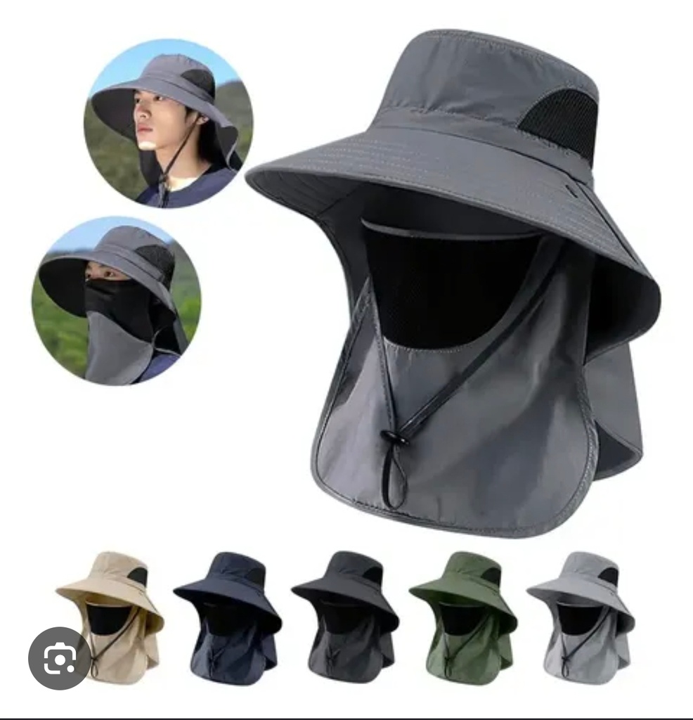 SOMBRERO PESCA CON  SOLAPA DESMONTABLE PROTECTOR CUELLO Y FRENTE