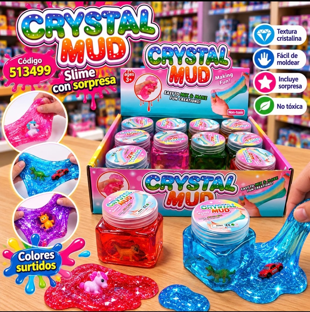 SLIME C/ SORPRESA EN POTE CUADRADO 513499