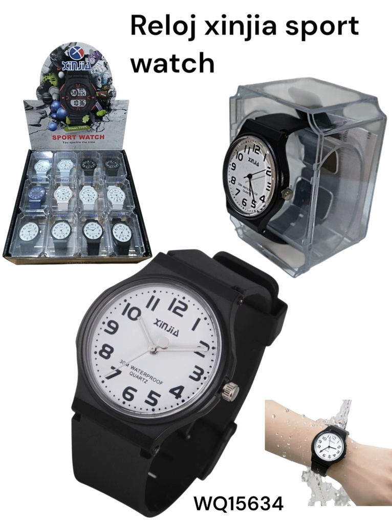 RELOJ PULCERA AGUJA A PILA SPORT WATCH EN CAJA ACRILICA WQ15634
