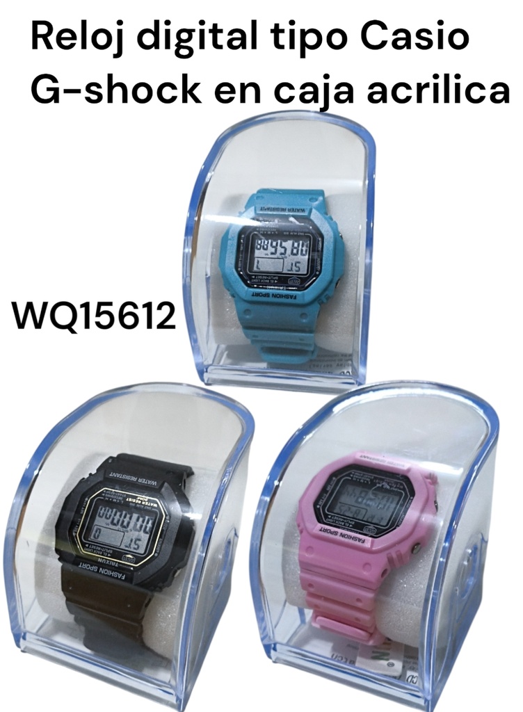 RELOJ PULCERA DIGITAL TIPO CASIO G-SHOCK EN CAJA ACRILICA WQ15612