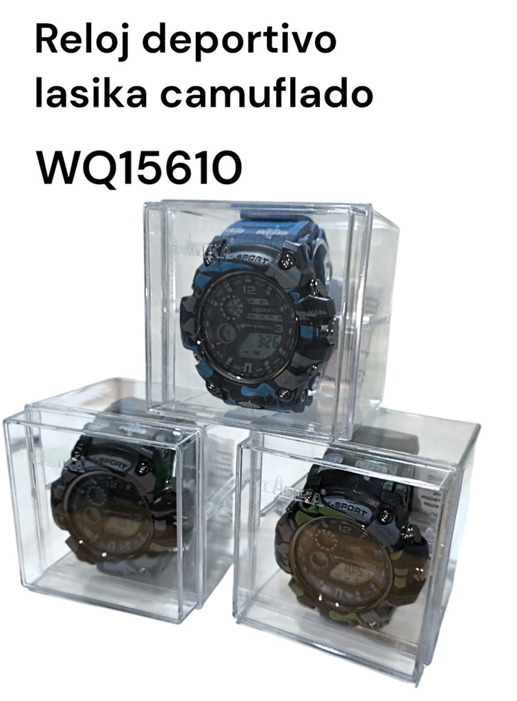 RELOJ DIGITAL DEPORTIVO CAMUFLADO EN CAJA ACRILICA WQ15610