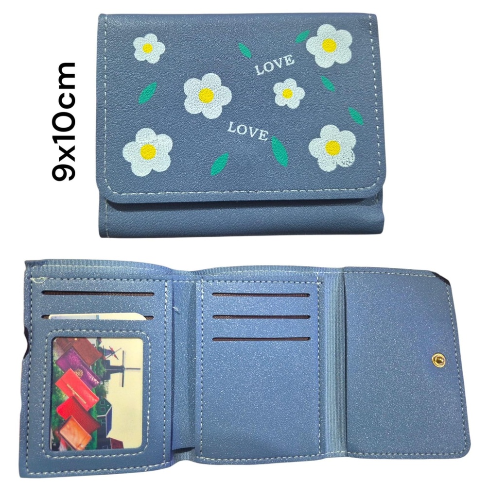 BILLETERA 9X10CM CON FLORES 6 COLORES CON BROCHE RK24032155