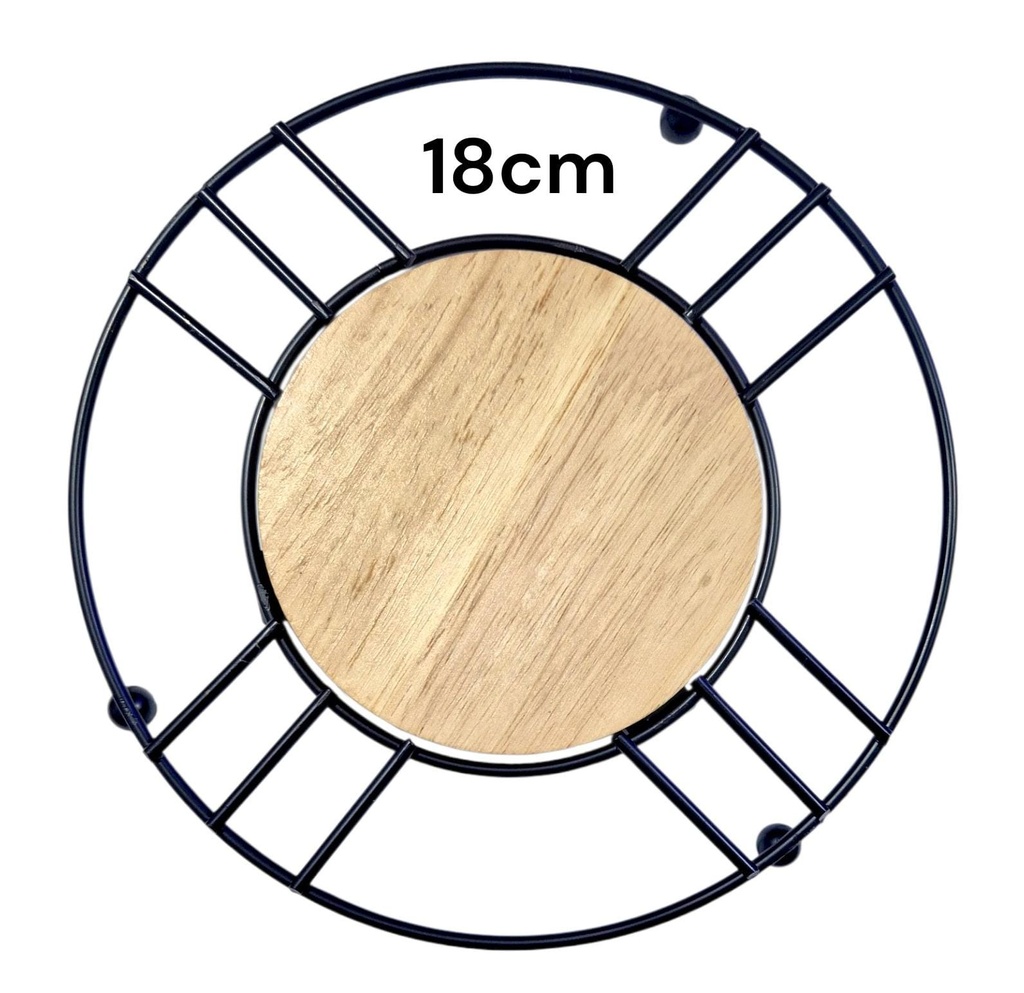 POSA FUENTE DE HIERRO Y CENTRO DE MADERA 18CM RK2503052