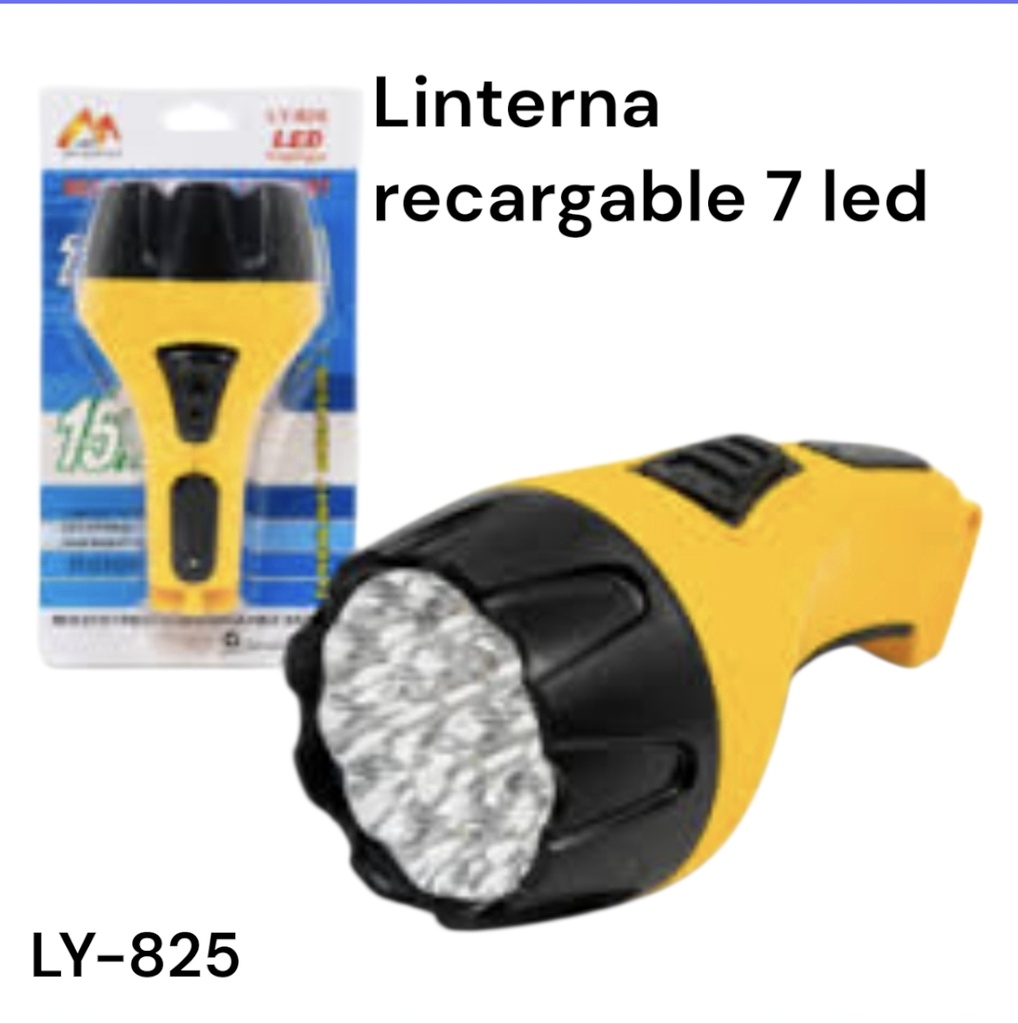LINTERNA RECARGABLE 7 LED AMARILLA LY-825 EN BLISTER