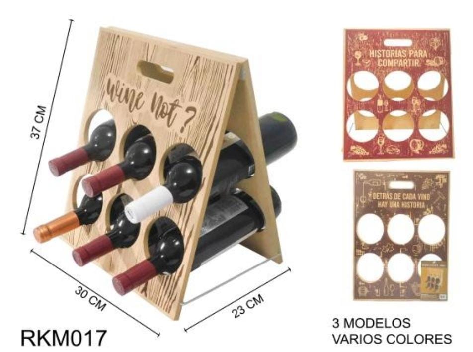 RACK BODEGA DE MDF PARA 6 BOTELLAS 37X30CM RKM017