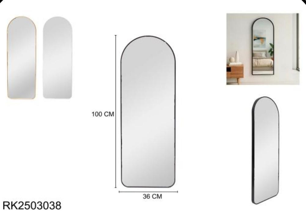 ESPEJO PARED 100X36CM 3 COLORES OVALADO BASE RECTA RK2503038