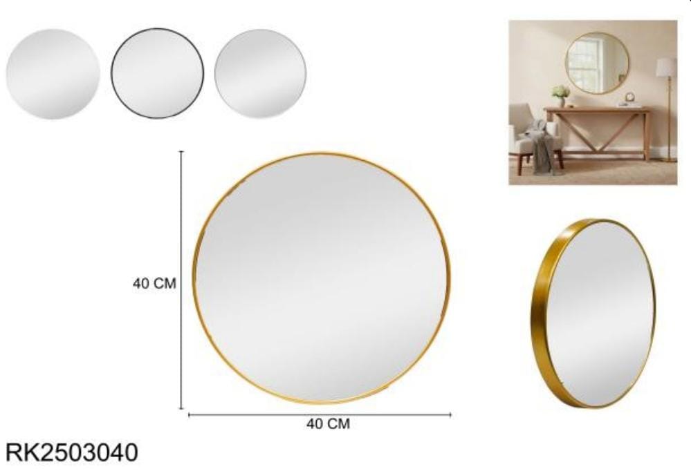 ESPEJO DE PARED 40CM 4 COLORES RK2503040