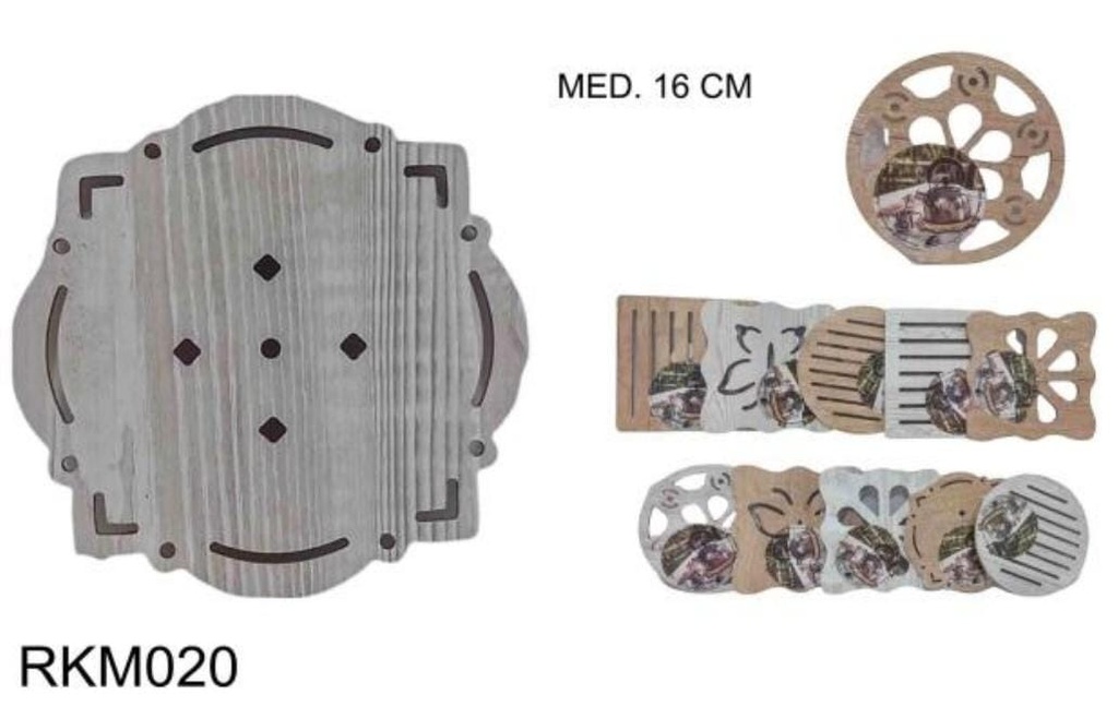POSA PAVAS MADERA 16CM 6 DISEÑOS RKM020