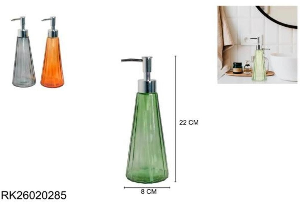 DOSIFICADOR  DE VIDRIO 3 COLORES RK26020285 6X22CM