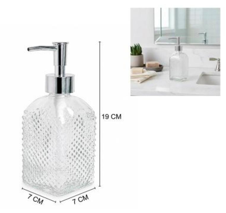 DOSIFICADOR DE VIDRIO TRANSPARENTE LABRADO 7X19CM RK26020291