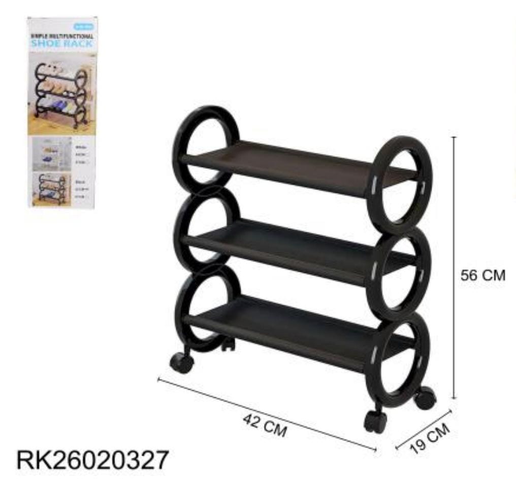 ESTANTE ZAPATERO 3 NIVELES CON RUEDAS 42X19X56CM RK26050327