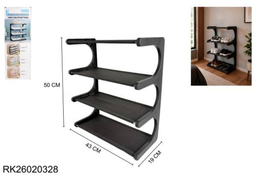 ZAPATERO ESTANTE 4 NIVELES DE TELA 50X43X19CM RK26020328