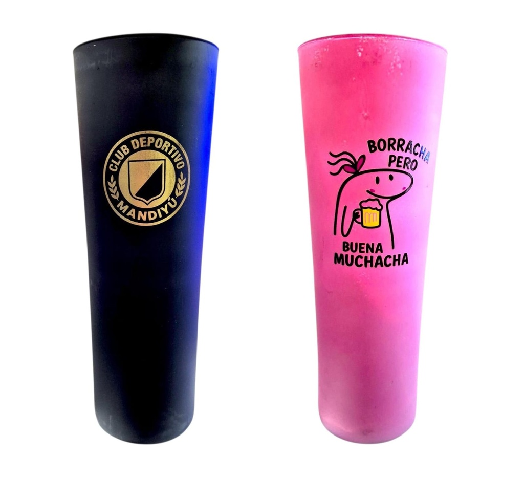VASO MARACANA COLOR 800ML ROSA Y NEGRO BORRACHA/CLUB