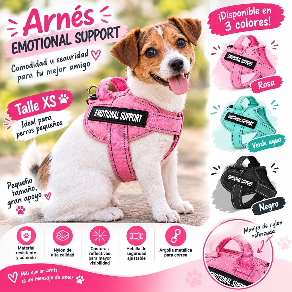 ARNES EMOTIONAL SUPORT VARIOS COLORES DE POLIESTER TALLE XS PERROS PEQUEÑOS 25-5127