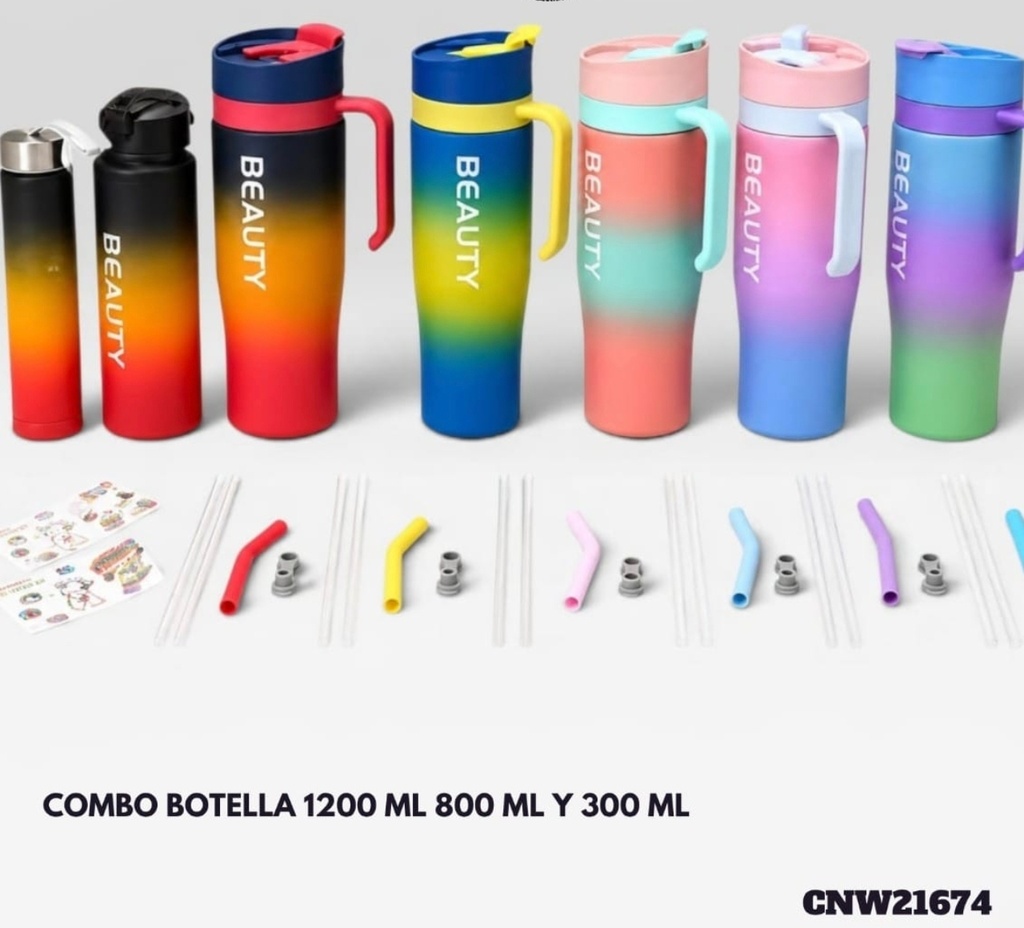 SET DE BOTELLA X 3 PLASTICA BEAUTY COLORES VARIOS CNW21674