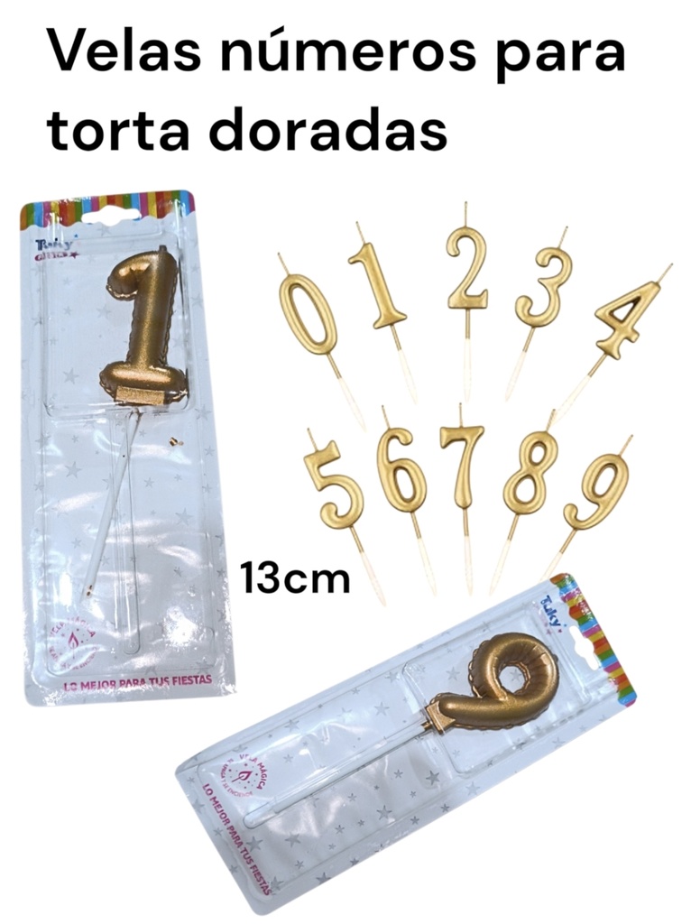 VELAS NUMERO DORADAS TUKY EN BLISTER