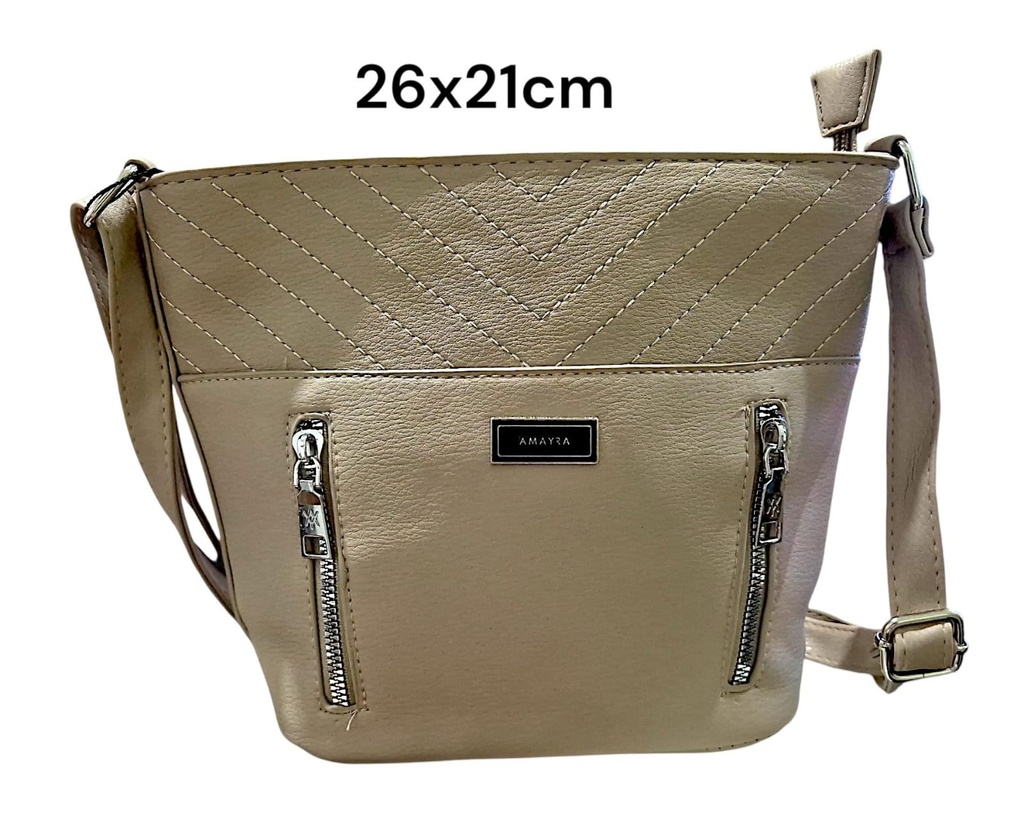 MORRAL AMAYRA CREMA Y NEGRO 4 CIERRES C/ CORREA 26X21CM 67.5400025 / 26