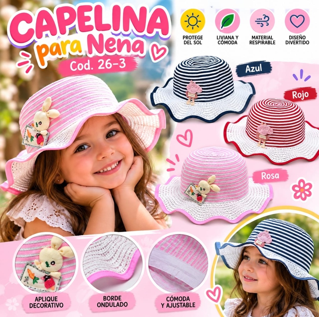 CAPELINA NENA CON APLIQUE RAYADO 26-3