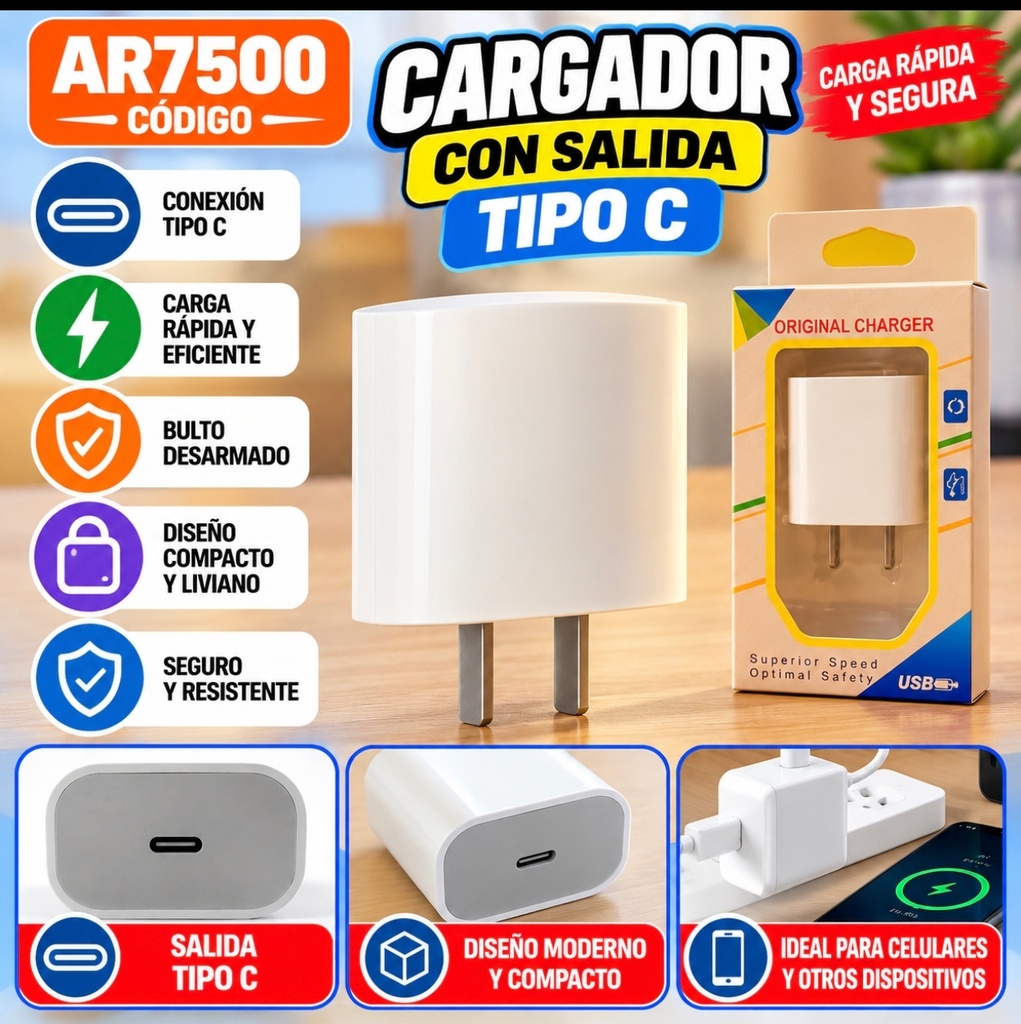 CABEZAL CARGADOR TIPO C EN CAJA  AR7500
