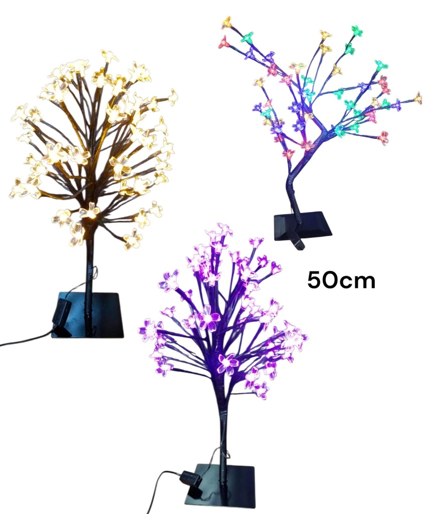 ARBOL DE CEREZO 48 LED CALIDO MULTICOLOR Y VIOLETA 50CM DTNV28 DTNV29 DTNV31