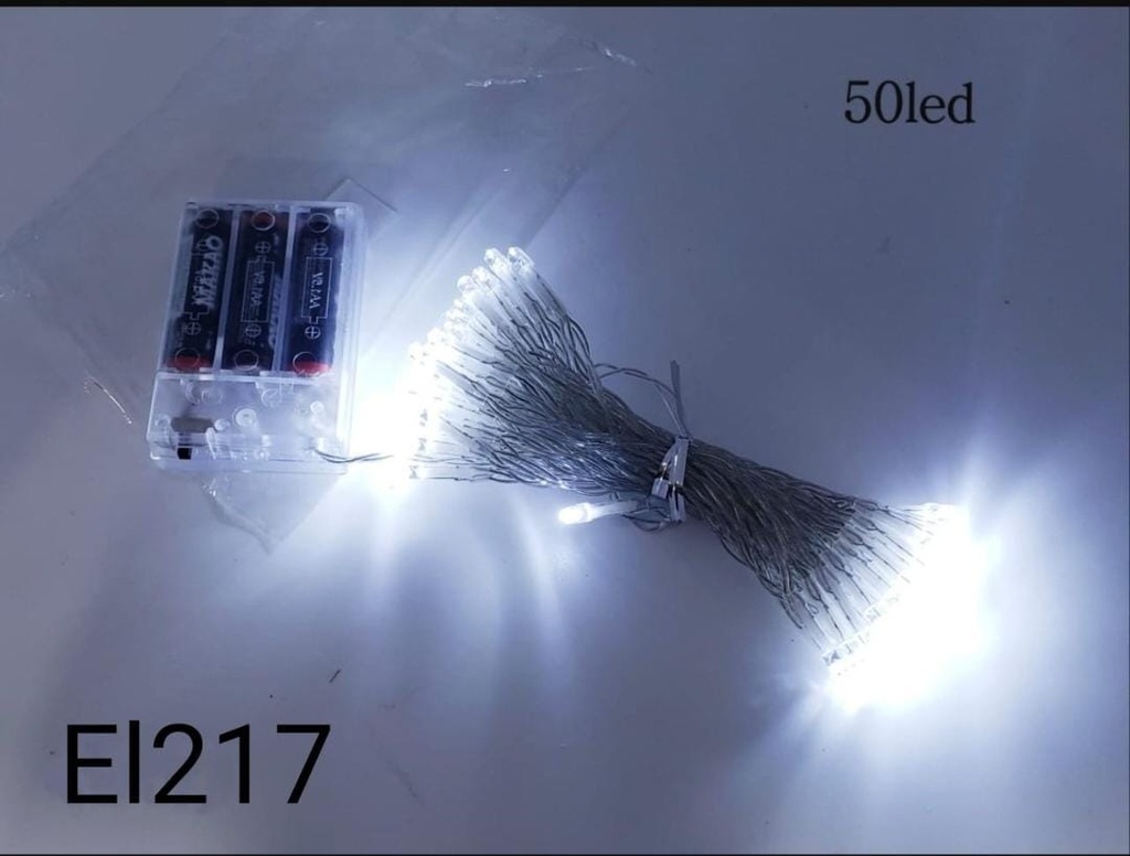 LUZ LED BLANCA FRIA X50 A PILA 5 MTS EN BOLSA