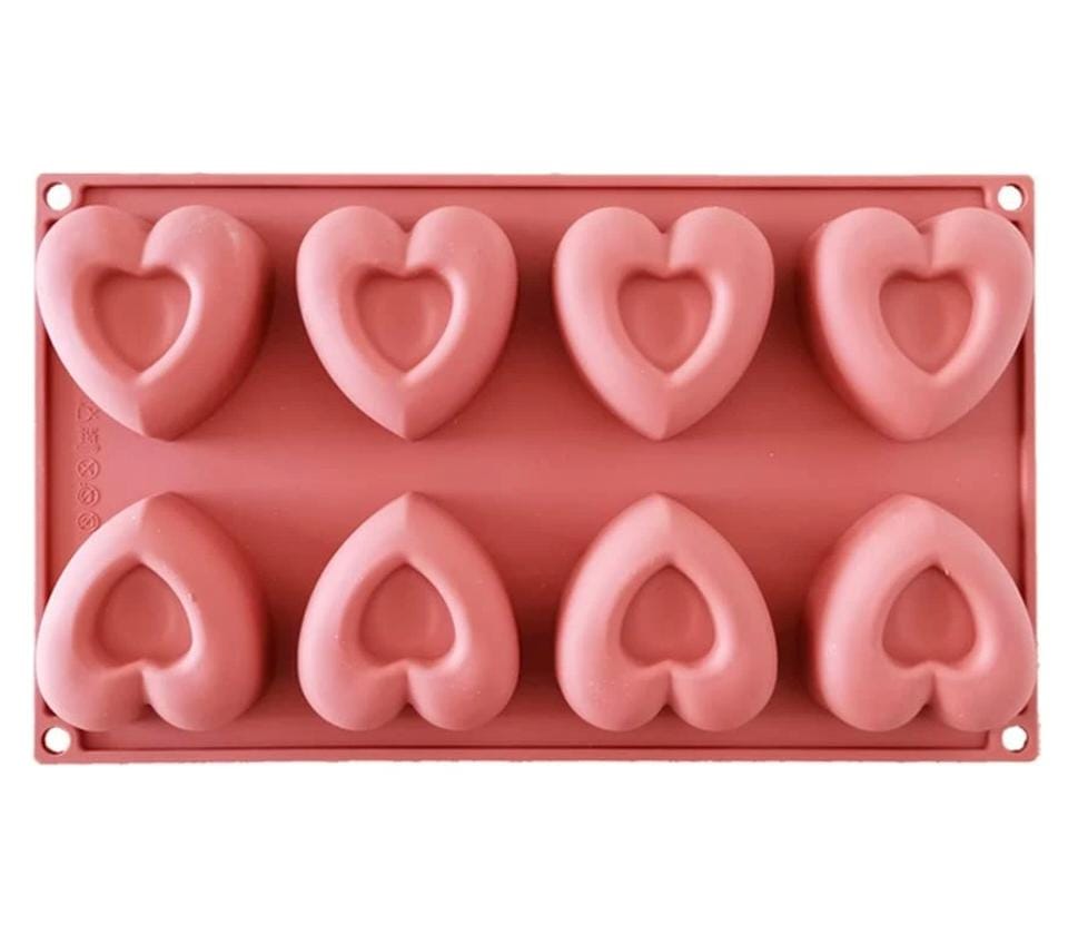 MOLDE SILICONA FORMA DE CORAZON X8 30CM KC59484