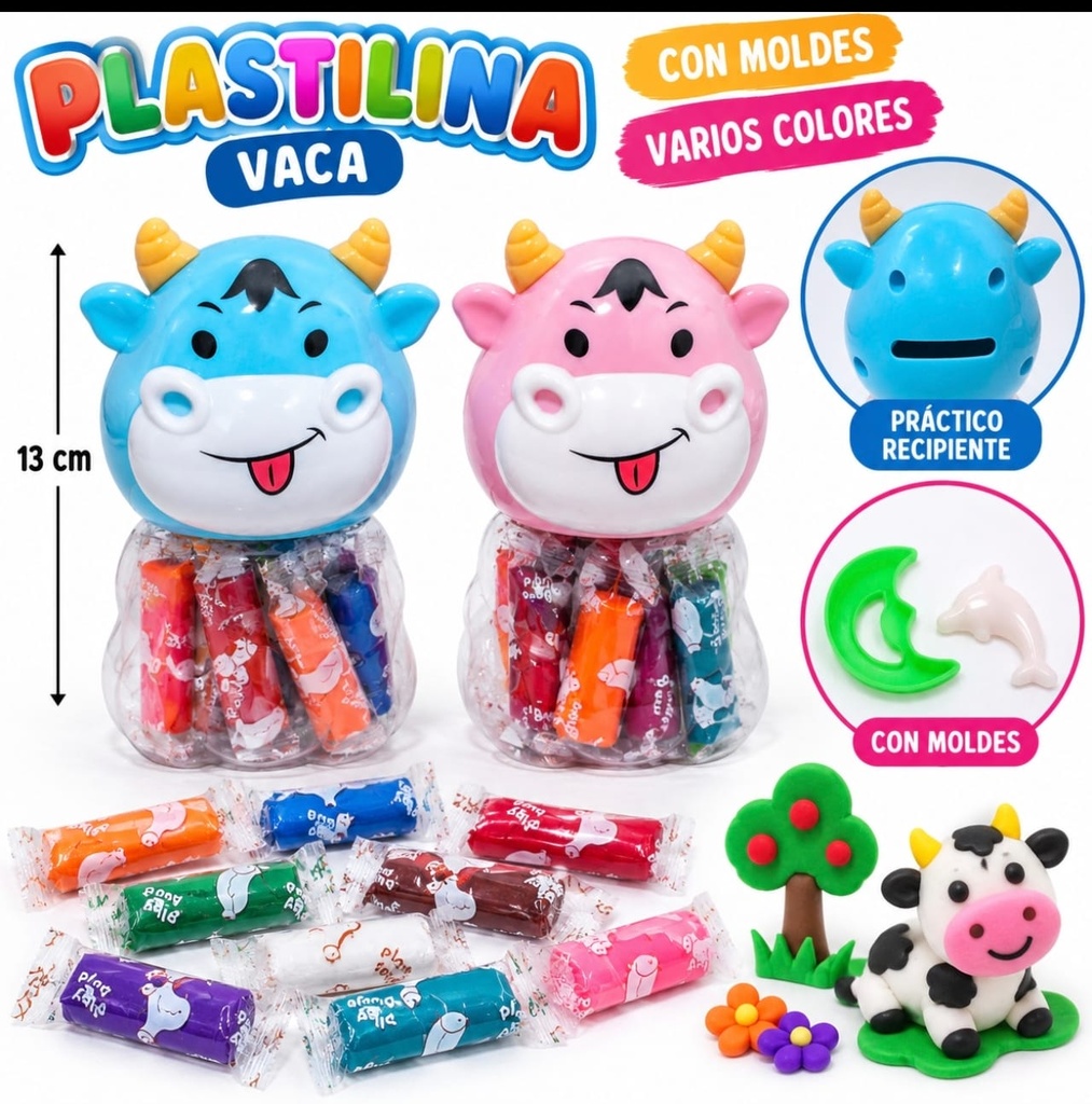 PLASTILINA VACA 13 CM ALCANCIA 513578