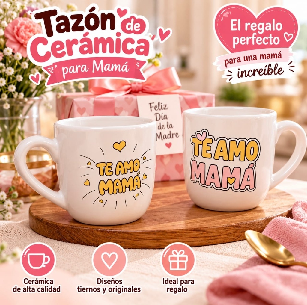 TAZON MEDIANO DIA DE LA MADRE CERAMICO BLANCO