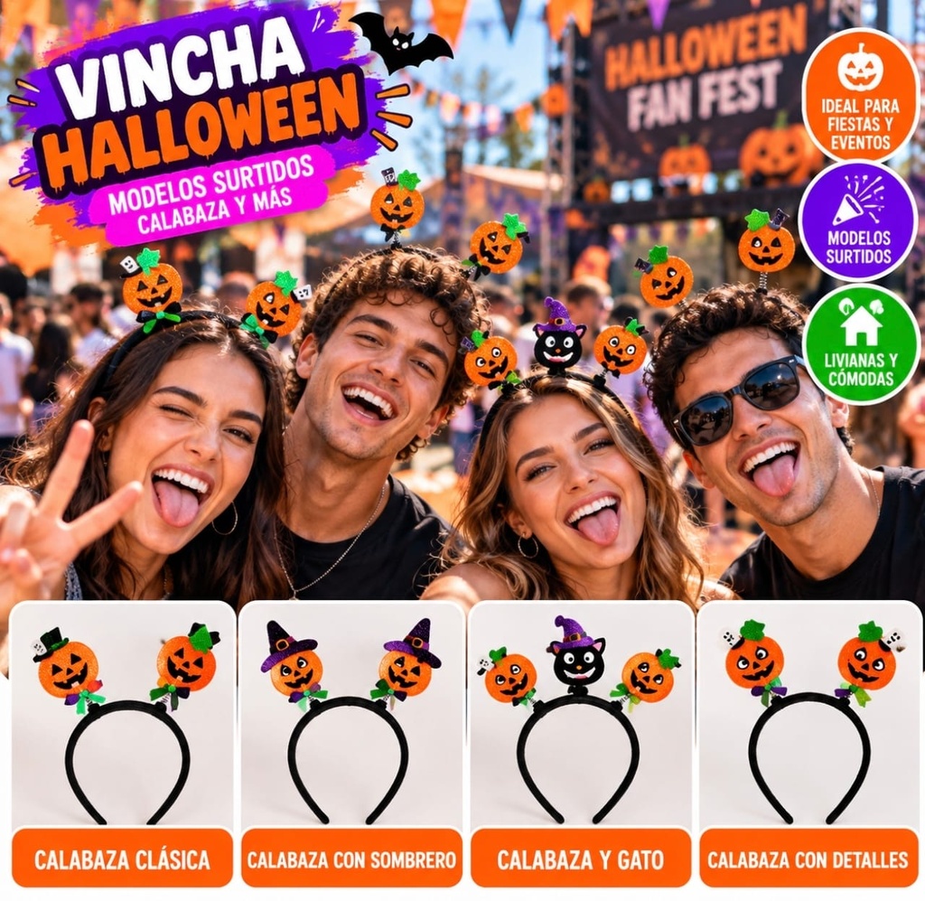 VINCHA CALABAZA HALLOWEEN DE PAÑOLENCI