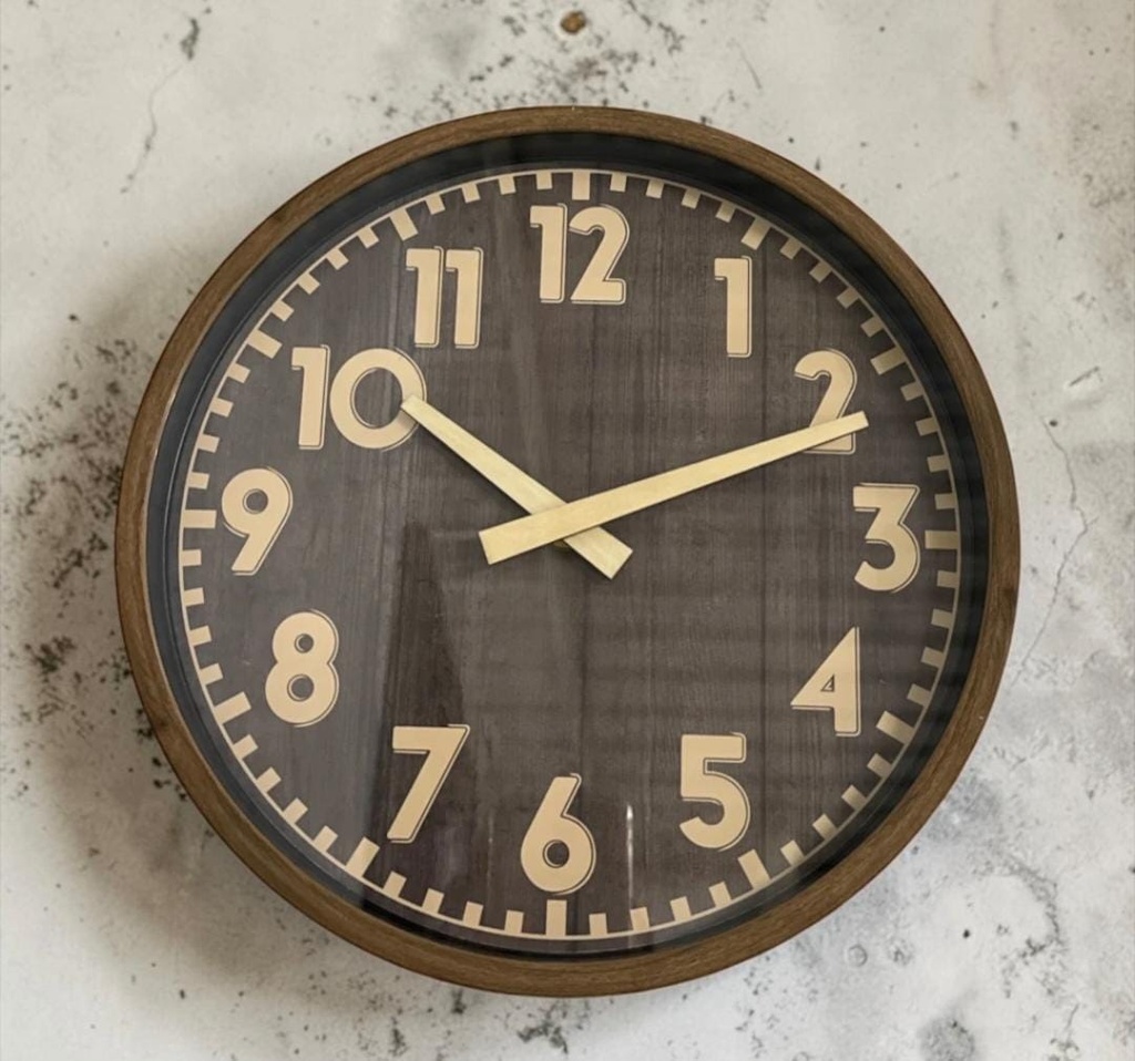 RELOJ DE PARED MARCO Y FONDO DE MADERA 25CM EN CAJA  WQ14297