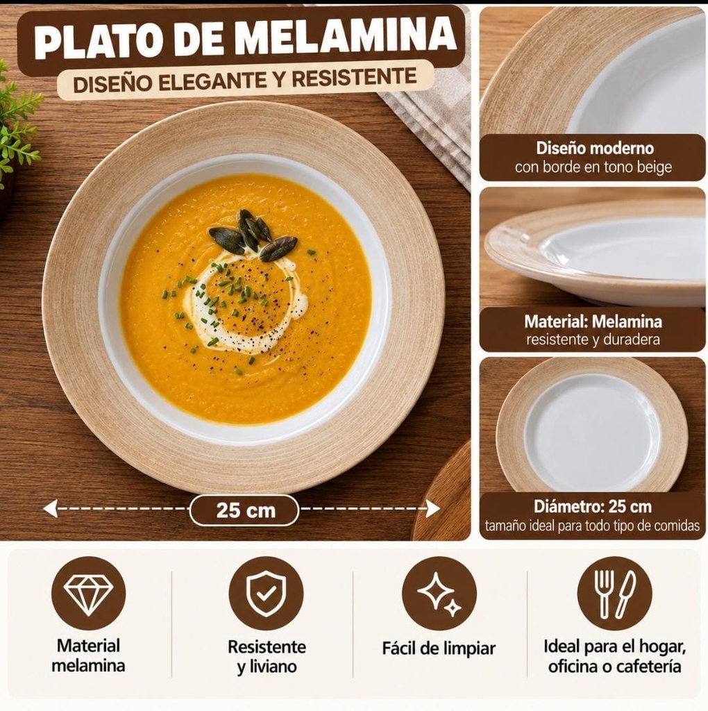 PLATO HONDO DE MELAMINA 25CM KC57420