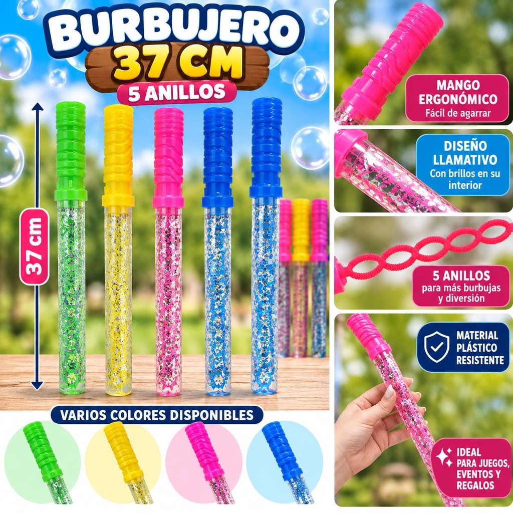 BURBUJERO 37CM 5 ANILLOS COLORES VARIOS 849549