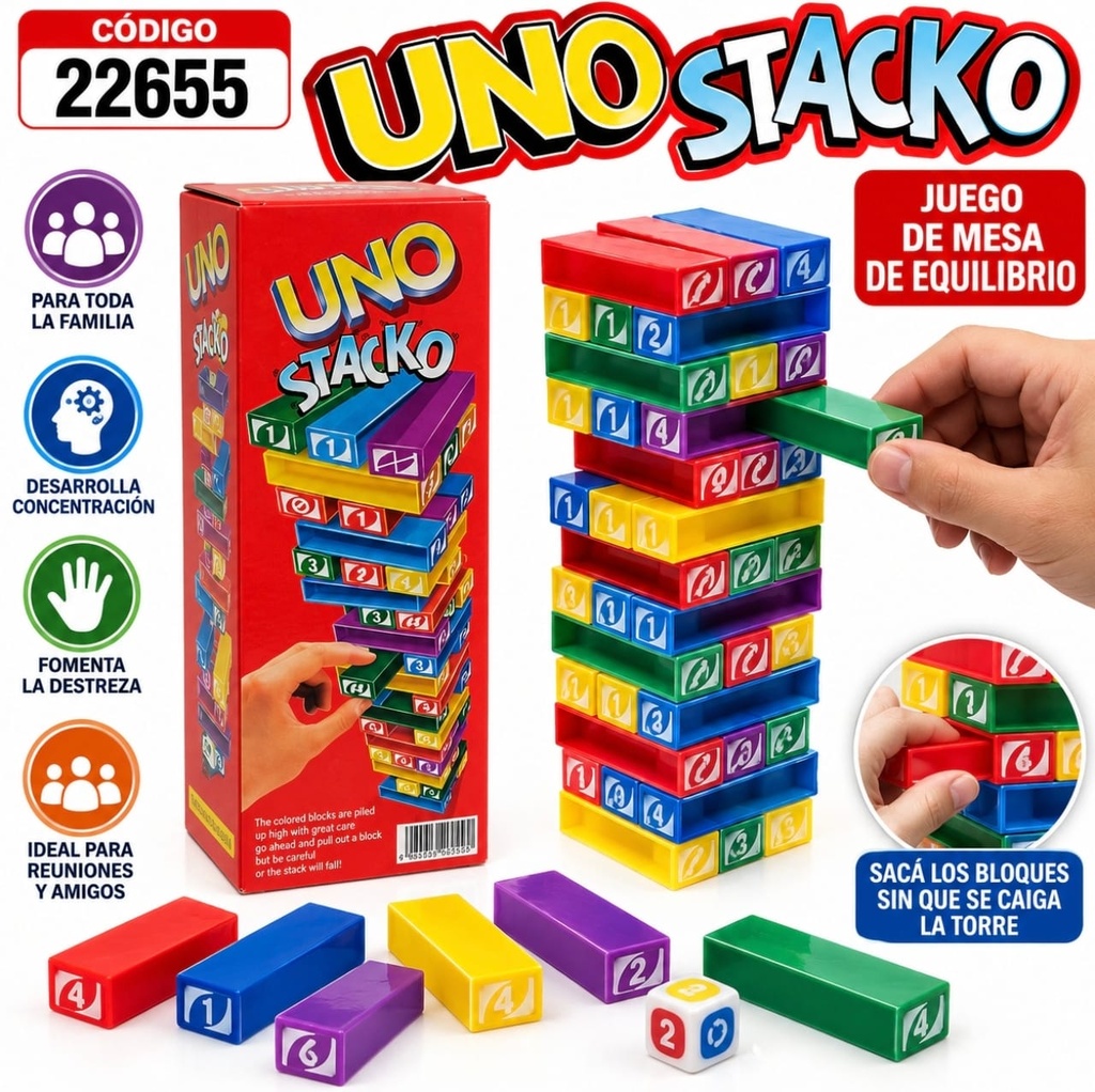 JUEGO UNO STACKO YENGA EN CAJA