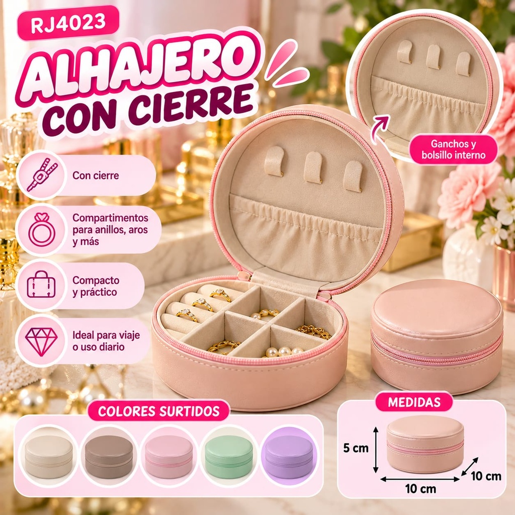 ALAJERO CHICO REDONDO CON CIERRE 10X5CM EN BOLSA RJ4023