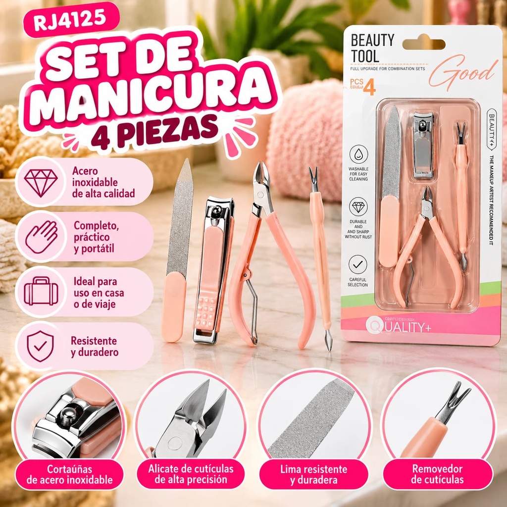SET DE MANICURA X4 PIEZAS EN BLISTER RJ4125