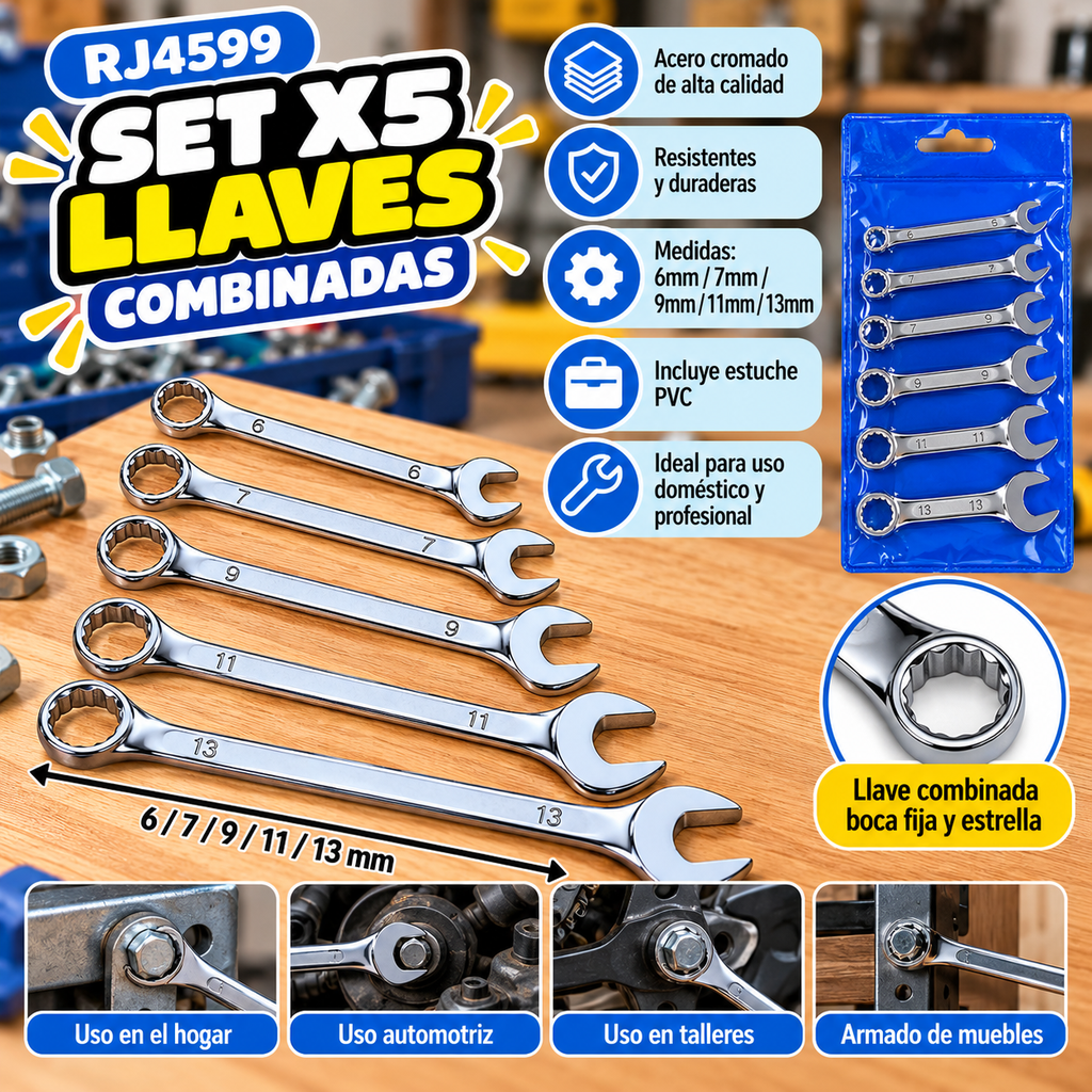 SET X5 LLAVES COMBINADAS