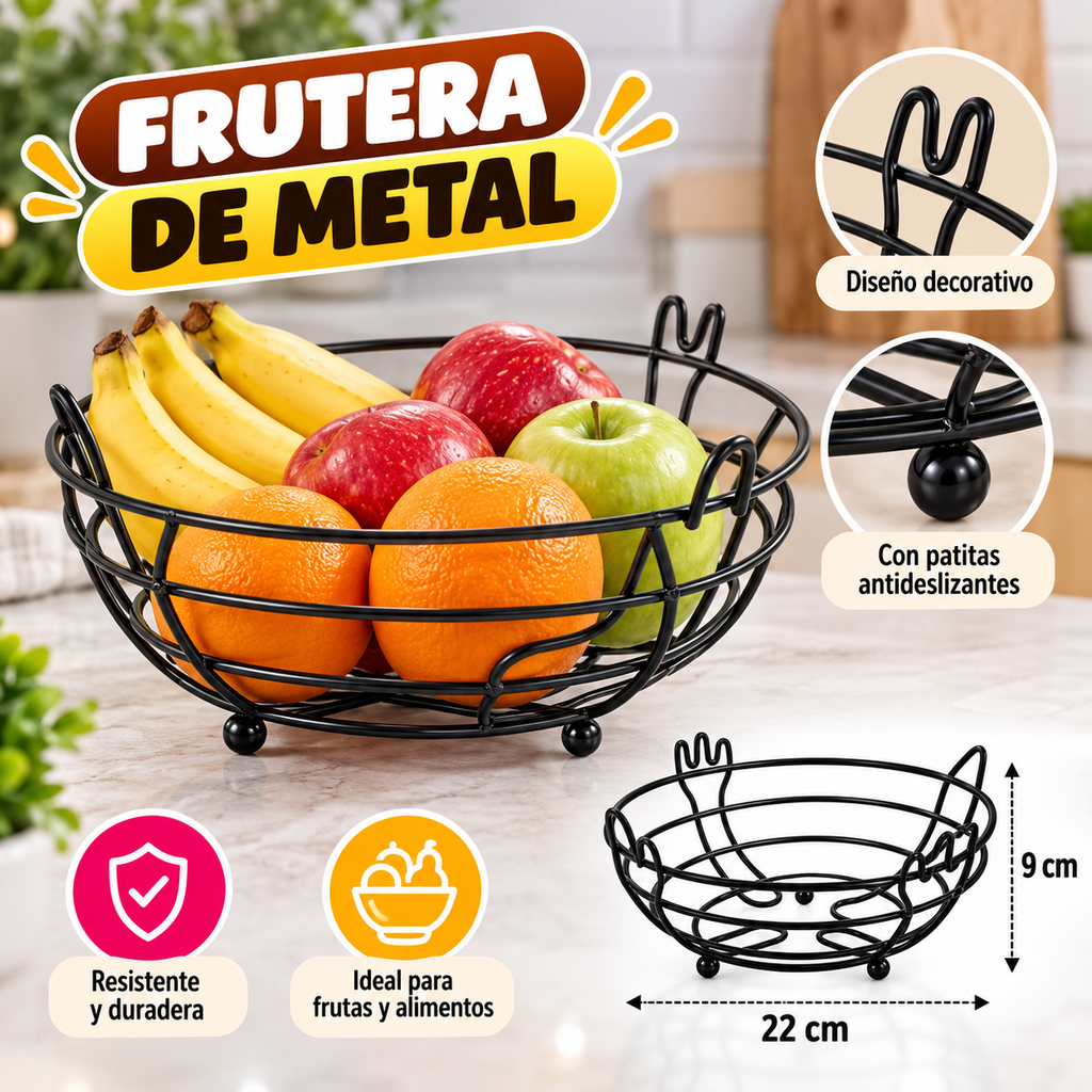 FRUTERA METAL NEGRO C/ FORMAS DE CUBIERTOS
