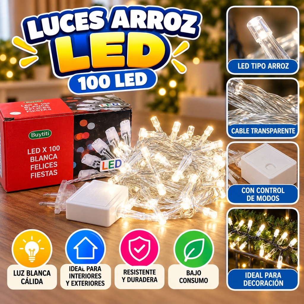LUZ ARROZ BLANCA X100 LED