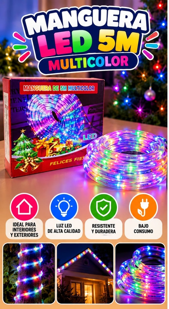 MANGUERA LED X5 MTS LUZ MULTICOLOR