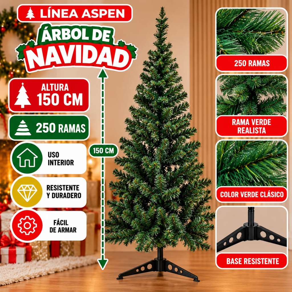 ARBOL VERDE LINEA ASPEN 150CM 6208-150V