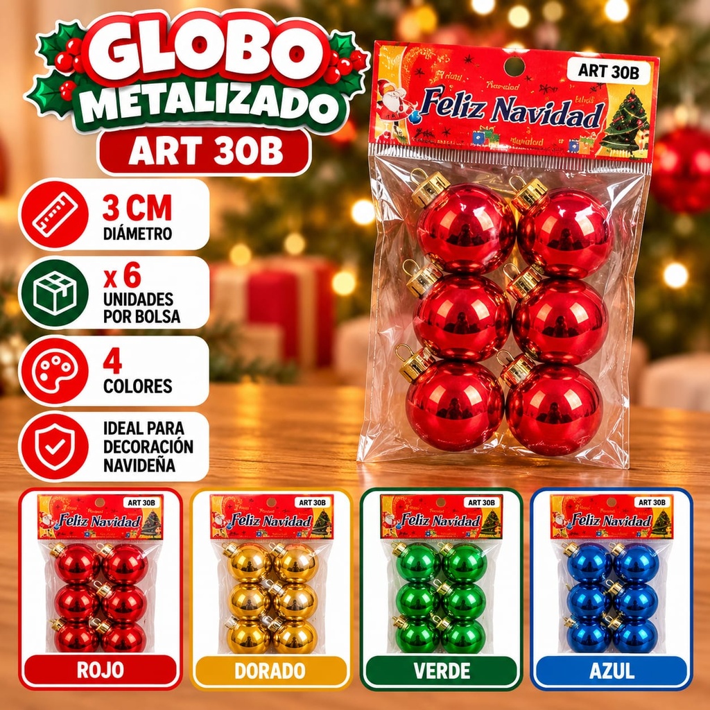 GLOBO CHIQUITOS METALIZADOS 3CM X6 EN BOLSA