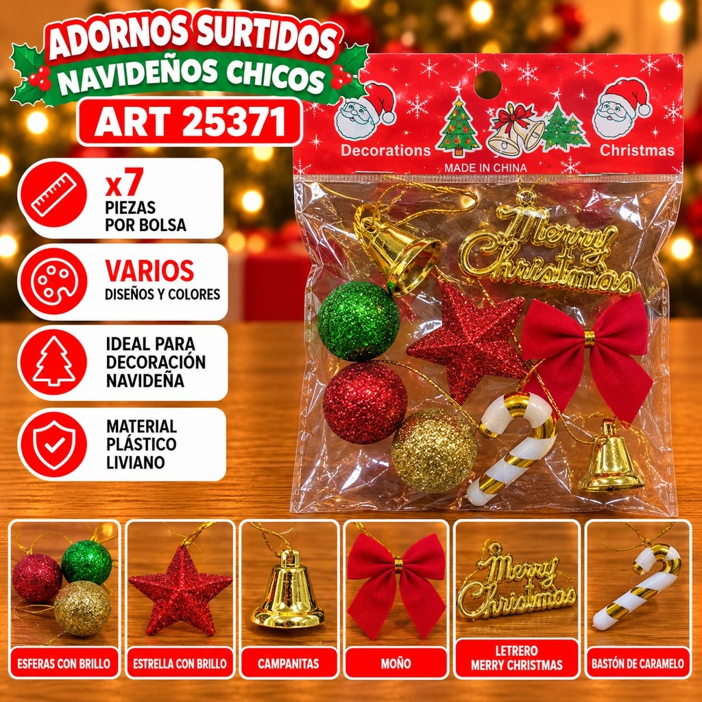 ADORNOS CHICOS SURTIDOS EN BOLSA X7 PZAS